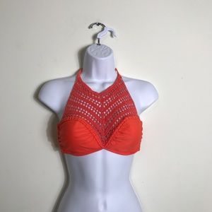 Halter lace swim top